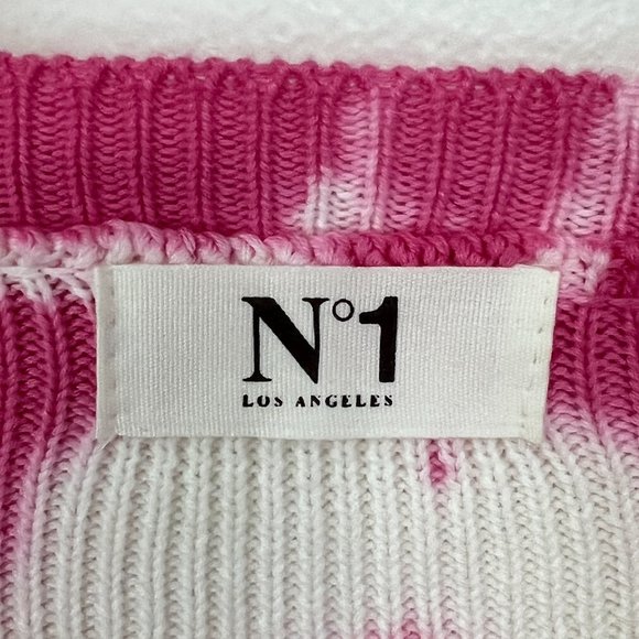 No1 Los Angeles Pink Tie Dye Distressed Crop Top Size L - Picture 3 of 4